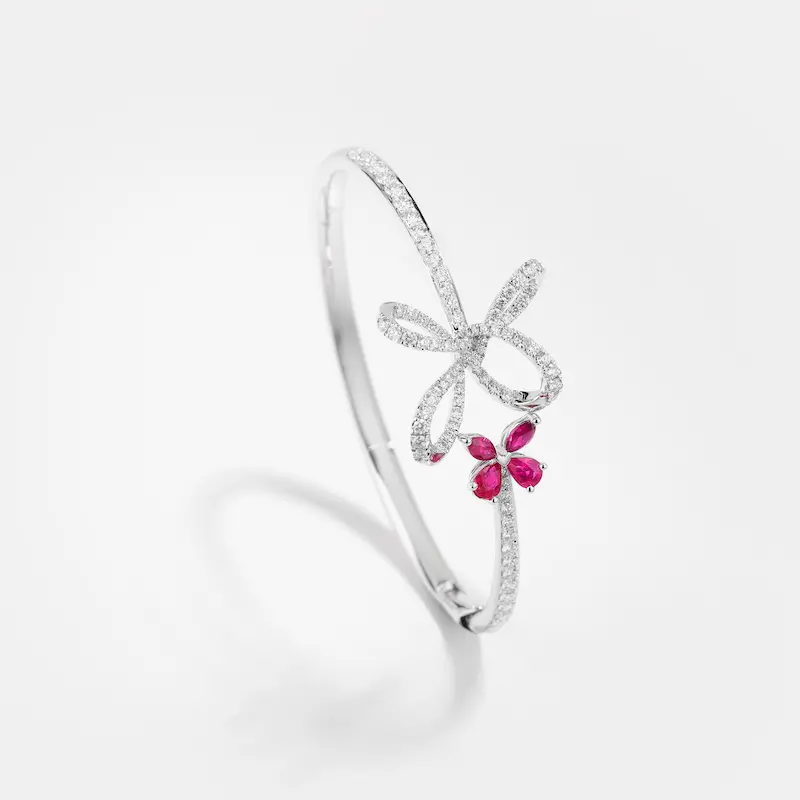 Irisa Pear Shaped Ruby Diamond Bangle