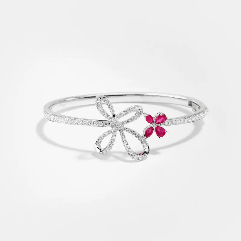 Irisa Pear Shaped Ruby Diamond Bangle
