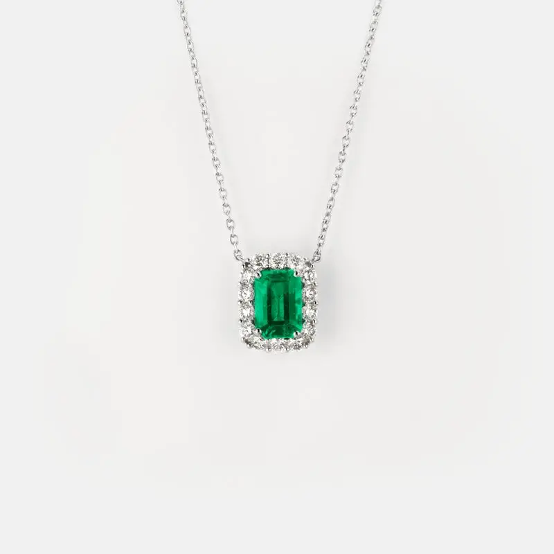 Vespera Green Emerald Diamond Pendant