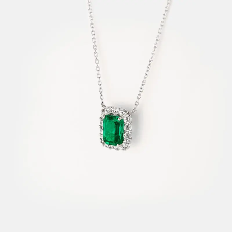 Vespera Green Emerald Diamond Pendant