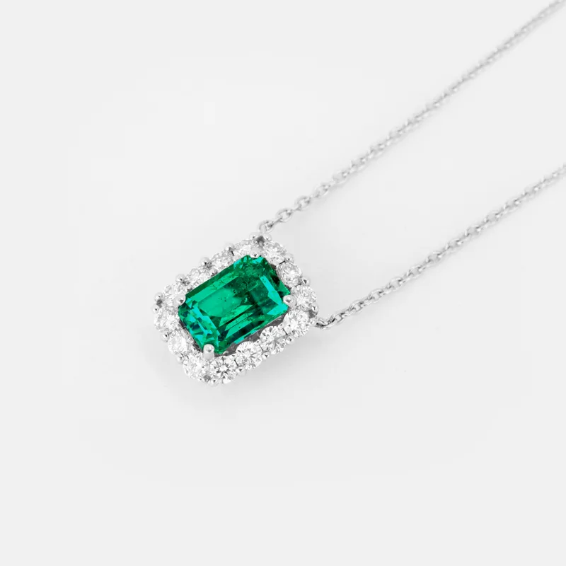 Vespera Green Emerald Diamond Pendant