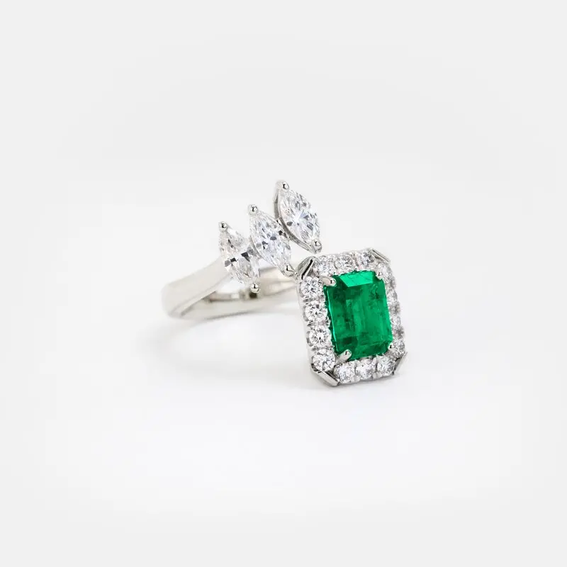 Vespera Octogan Emerald Marquise Cut Diamond Ring