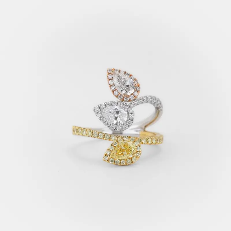Vespera Tri-Colour Pear Shaped Diamond Ring