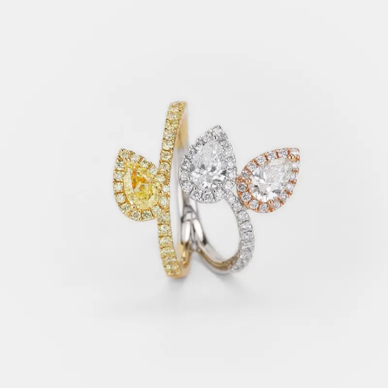 Vespera Tri-Colour Pear Shaped Diamond Ring RI0000775-45_2 Vespera Tri-Colour Pear Shaped Diamond Ring