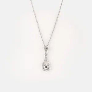 18K White Gold 33PC Diamond Pendant Amara Dangling Pear Shaped Diamond Pendant