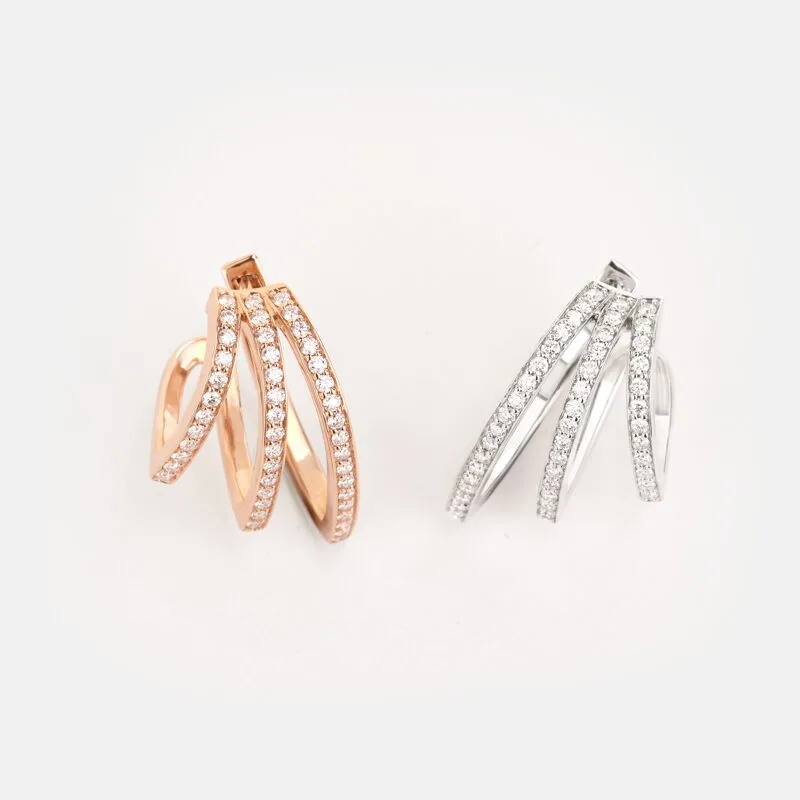 Dante Trio Rose Gold Diamond Earrings
