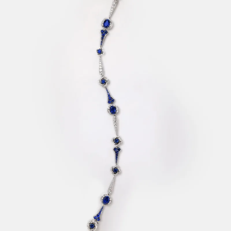 Elara Oval Round Shaped Sapphire Diamond Bracelet