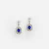 Vespera Duo Gold Oval Sapphire Diamond Dangling Earrings