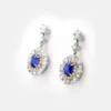 Vespera Duo Gold Oval Sapphire Diamond Dangling Earrings