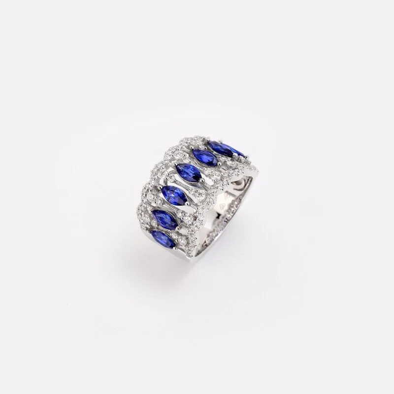 Vespera Marquise Cut Sapphire Diamond Ring