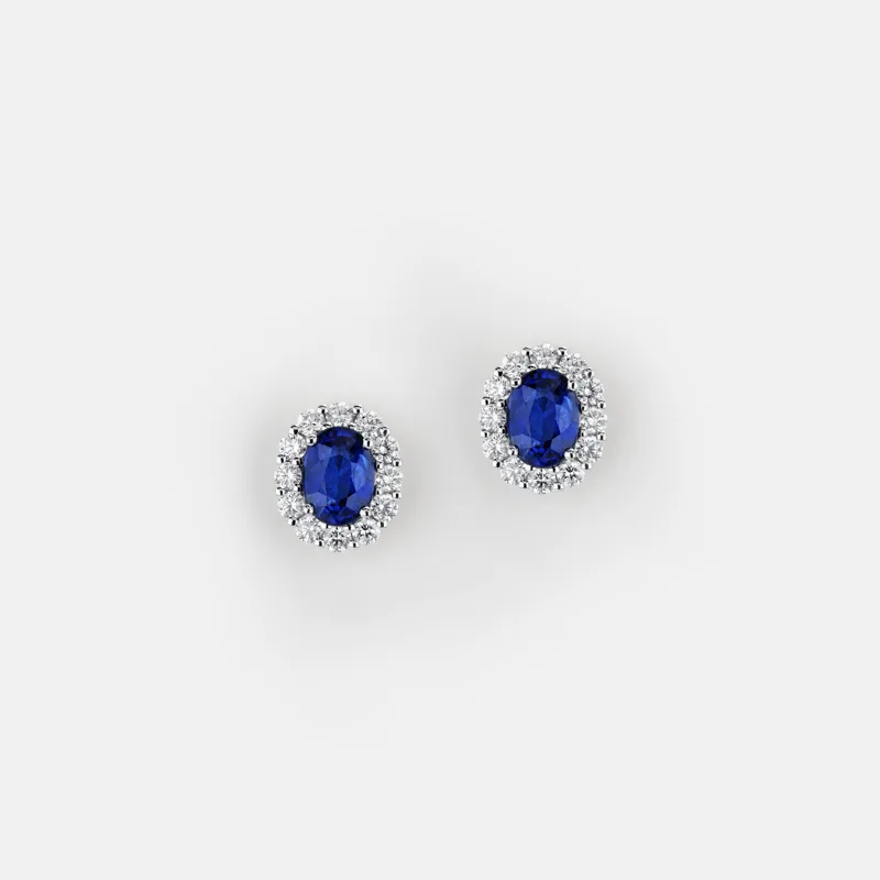 Vespera Oval Shaped Sapphire Diamond Earrings