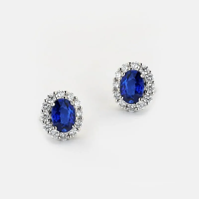 Vespera Oval Shaped Sapphire Diamond Earrings