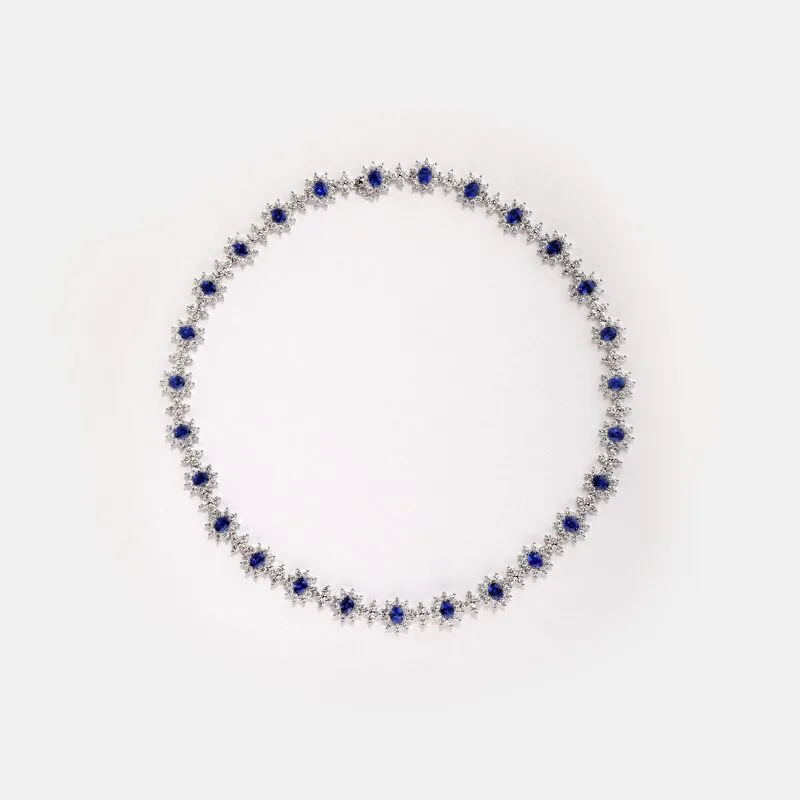 Vespera Oval Shaped Sapphire Diamond Necklace