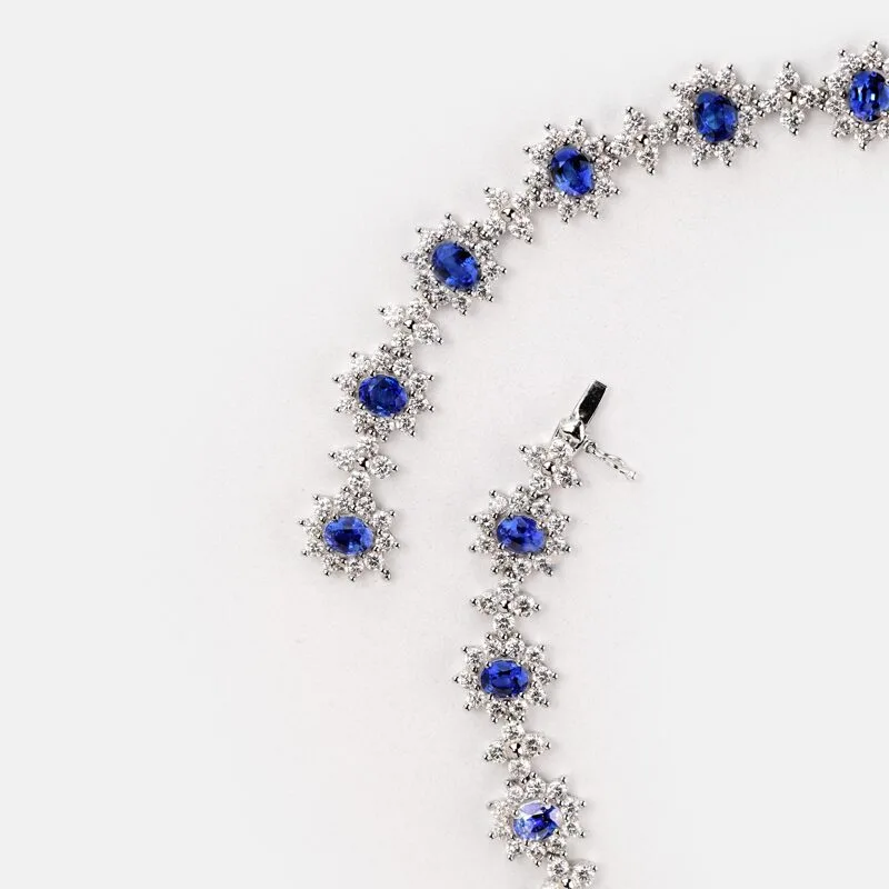 Vespera Oval Shaped Sapphire Diamond Necklace
