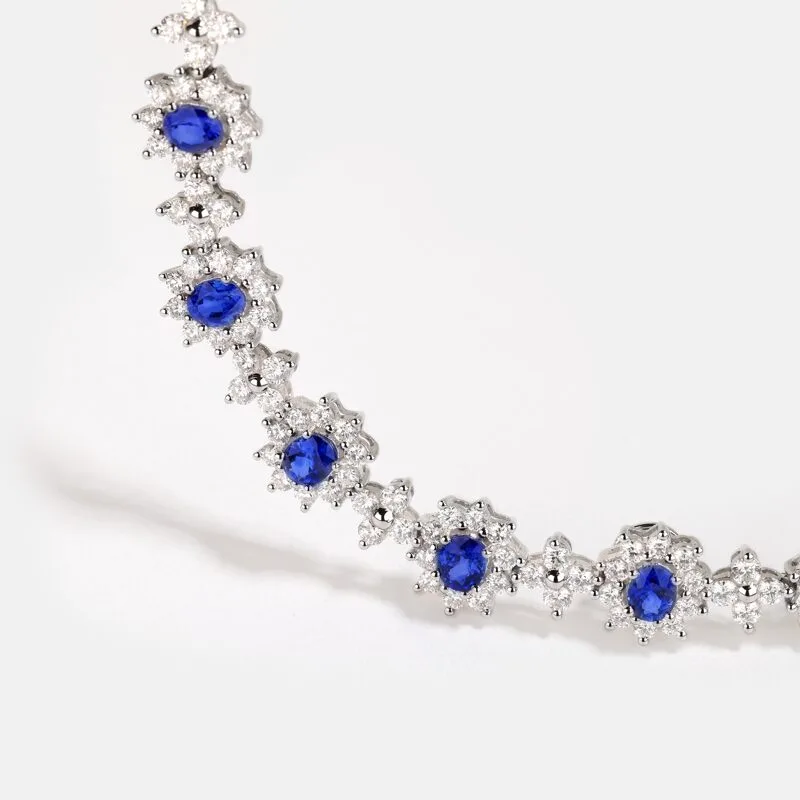 Vespera Oval Shaped Sapphire Diamond Necklace