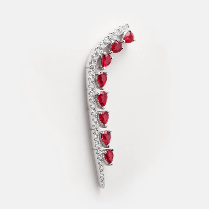 Amara Pear Shaped Ruby Diamond Dangling Earrings