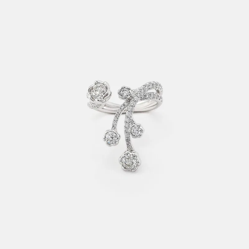 Buttercup Open Cuff Elongated Round Diamond Ring