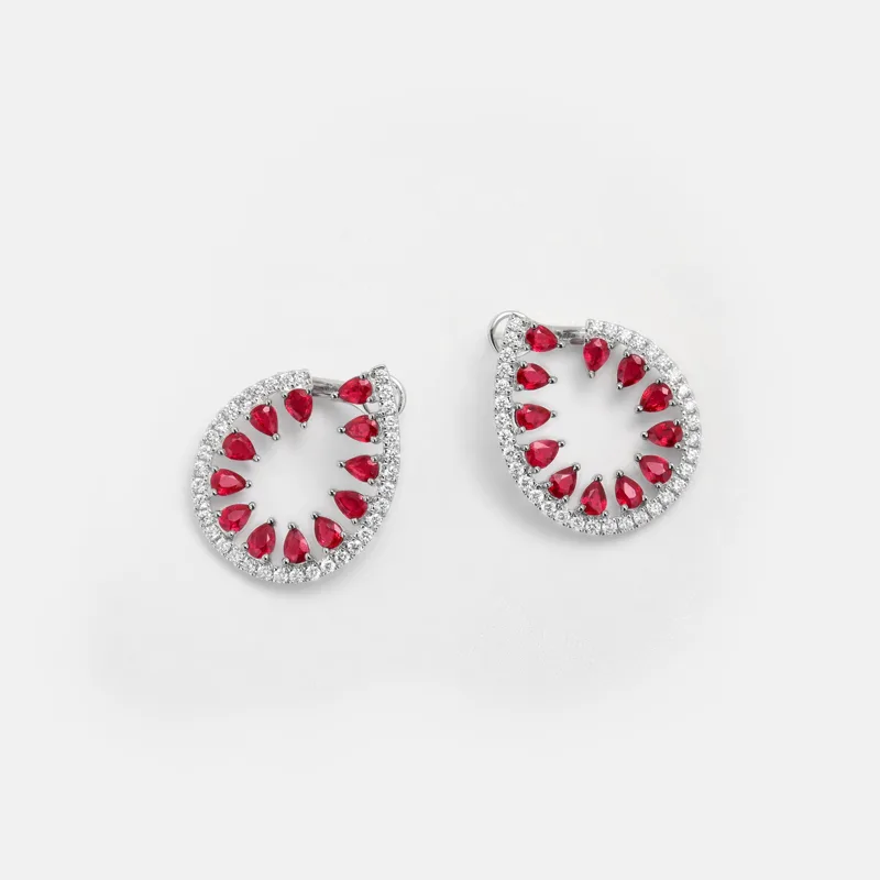 Dante Pear Shaped Ruby Diamond Earrings