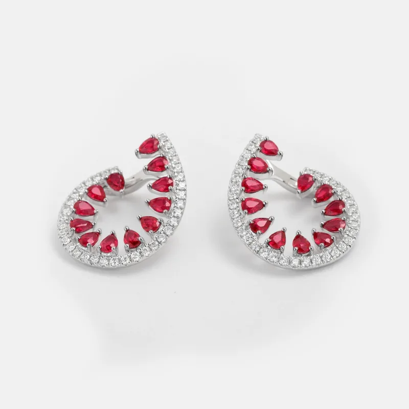 Dante Pear Shaped Ruby Diamond Earrings