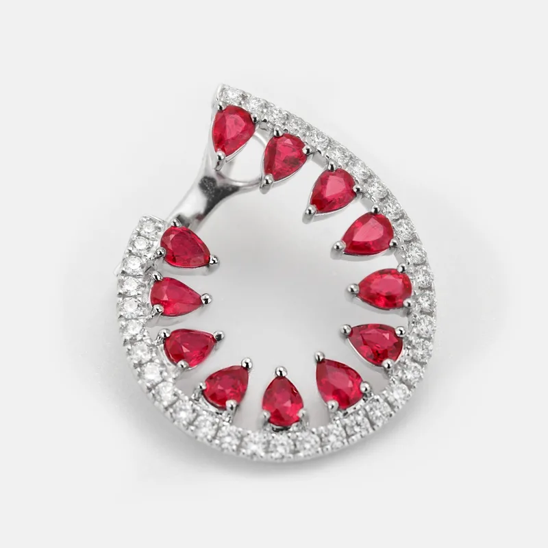 Dante Pear Shaped Ruby Diamond Earrings