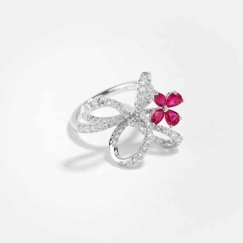 Irisa Pear Shaped Ruby Diamond Ring