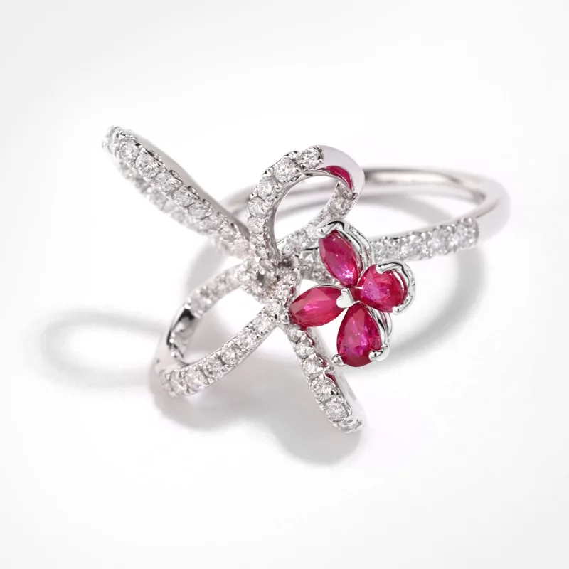 Irisa Pear Shaped Ruby Diamond Ring