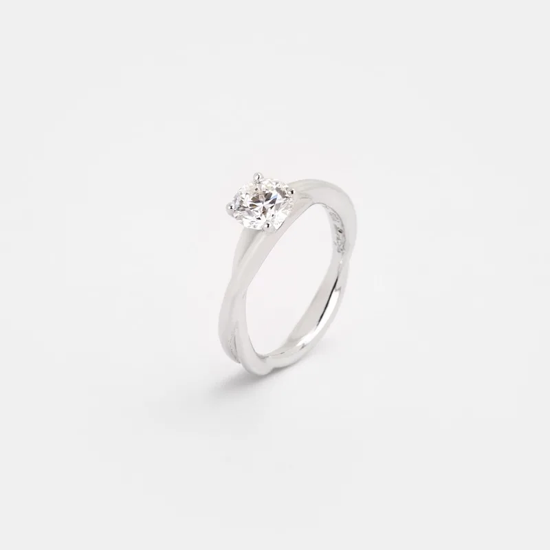 Lazare Solitaire Twisted Band Diamond Ring