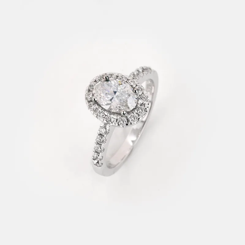 Solitare Oval Halo Diamond Ring