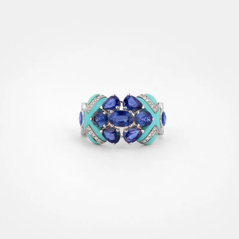 Thalia Blue Sapphire Turquoise Ring