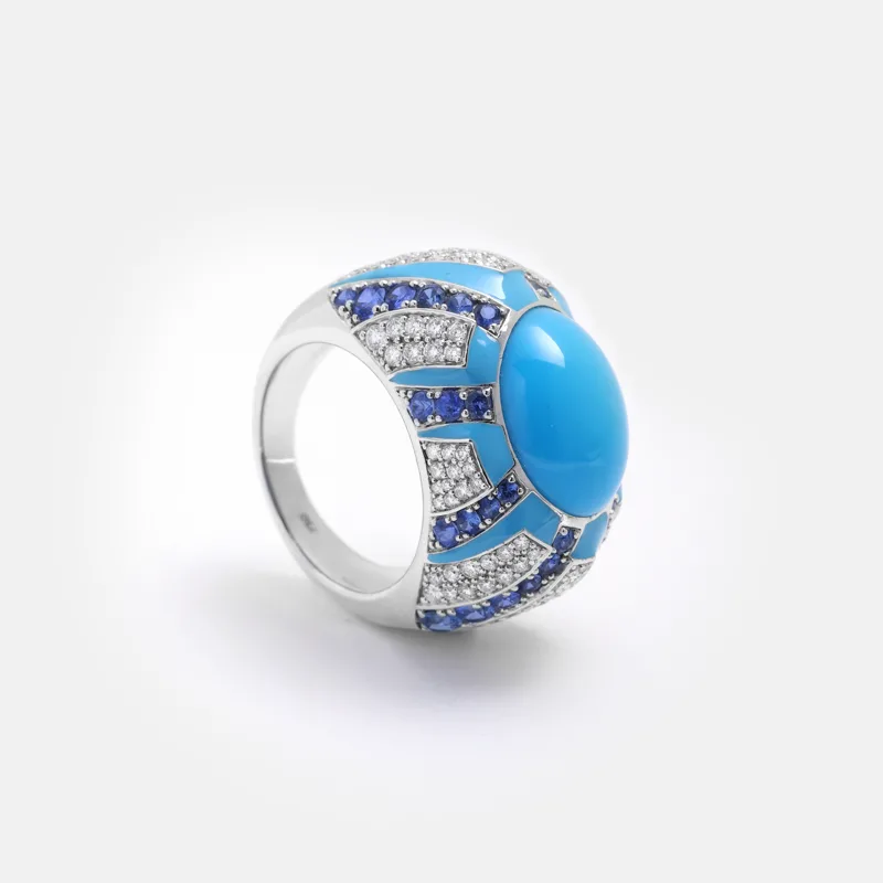 Thalia Cabochon Turquoise Sapphire Ring