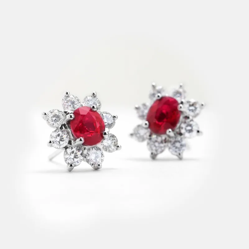 Vespera Oval Ruby Diamond Earrings