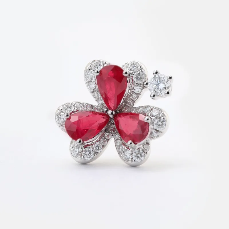 Vespera Pear Shaped Ruby Diamond Earrings