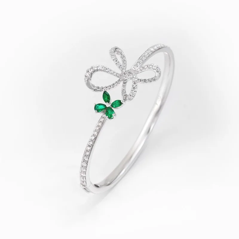 Irisa Pear Shaped Emerald Diamond Bangle