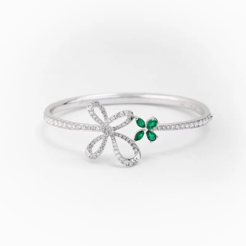 Irisa Pear Shaped Emerald Diamond Bangle