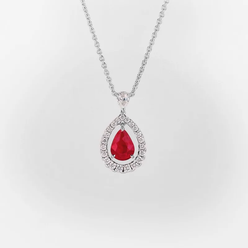 Vespera Pear Shaped Ruby Diamond Pendant