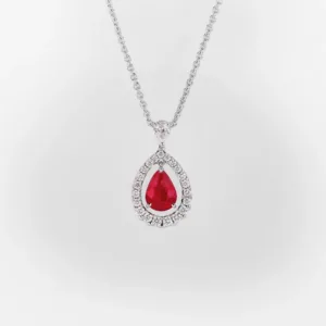 Vespera Pear Shaped Ruby Diamond Pendant