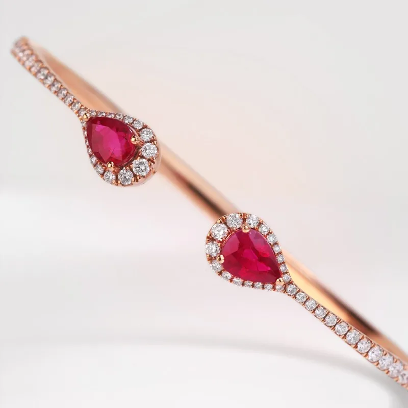 Vespera Pear Shaped Ruby Round Diamond Bangle