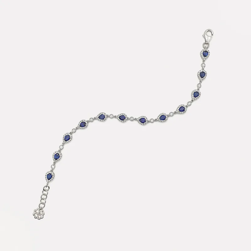 Vespera Round Diamond Pear Shaped Sapphire Bracelet