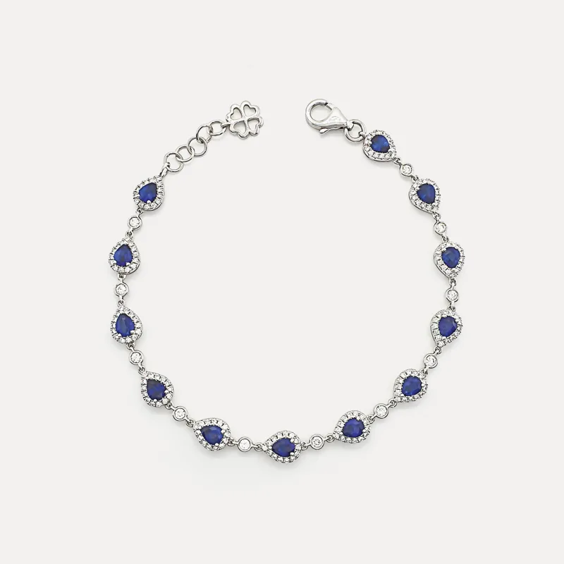 Vespera Round Diamond Pear Shaped Sapphire Bracelet