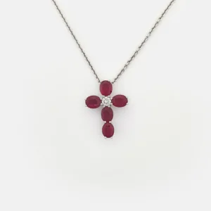 PE0001096_1 Thalia Oval Ruby Cross Pendant