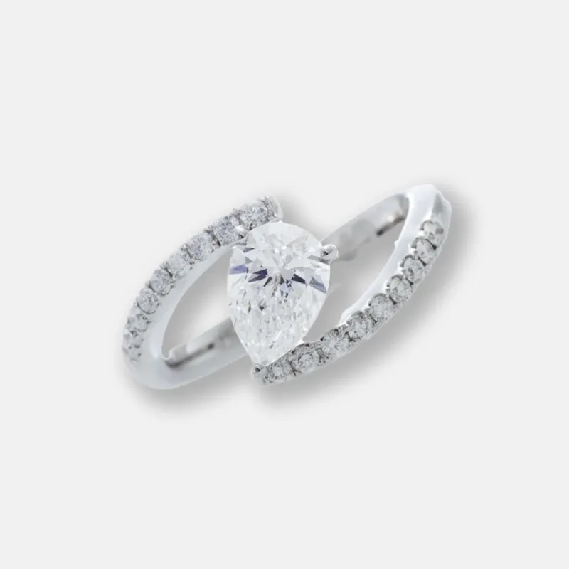 Pear Shaped Flow Pavé Diamond Ring