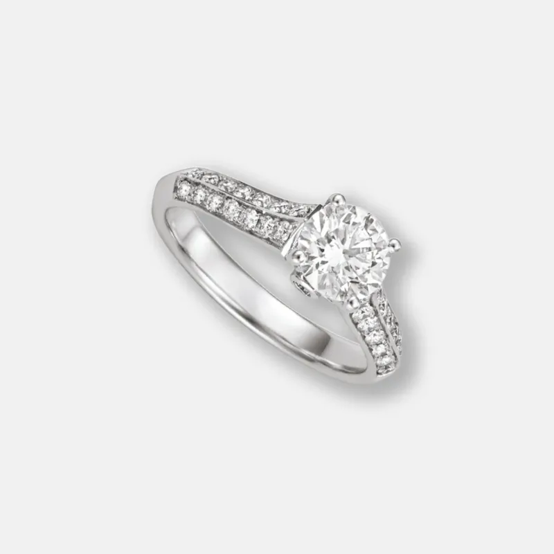 Solitaire Micro Pavé Diamond Ring