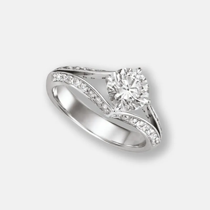 Solitaire Round Spilt Shank Diamond Ring