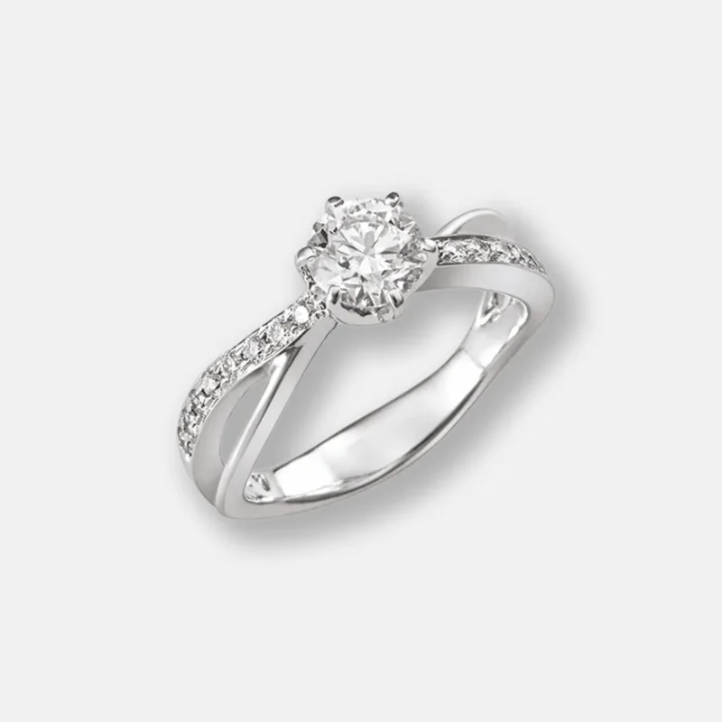 Solitaire Unity Half Pavé Diamond Ring