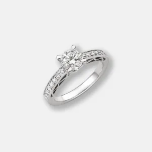 Solitare Half Pavé Diamond Ring
