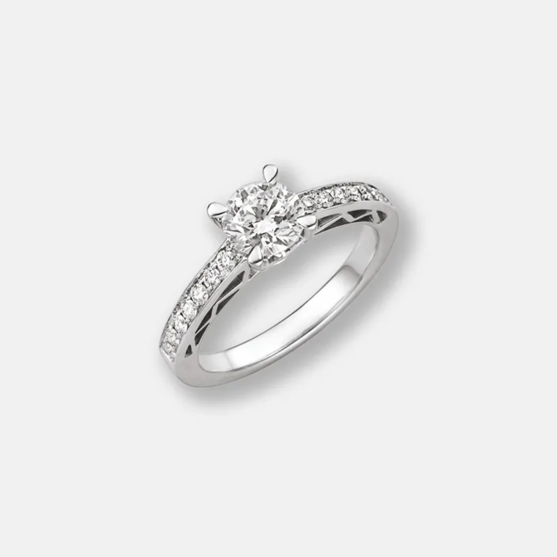 Solitare Half Pavé Diamond Ring