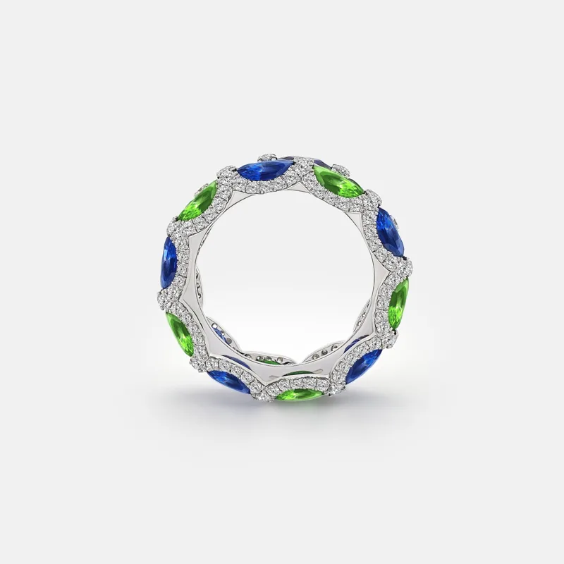Thalia Blue Sapphire and Green Garnet Ring