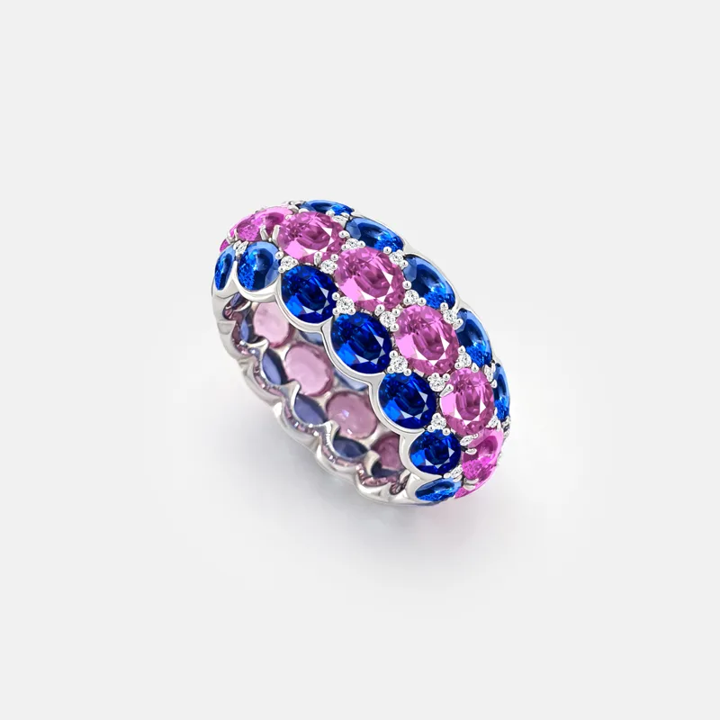 Thalia Pink Sapphire and Blue Sapphire Ring