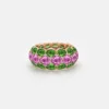 Thalia Pink Sapphire and Green Garnet Ring