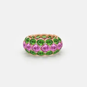 Thalia Pink Sapphire and Green Garnet Ring